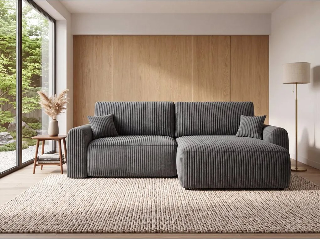 Rozkladacia obojstranná sedacia súprava do L NORDEN TILIA 250x140 cm, sivomodrá