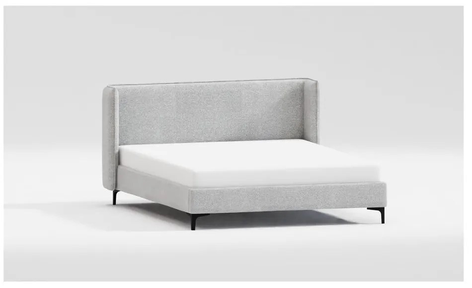Sivá čalúnená dvojlôžková posteľ s roštom 200x200 cm Basti – Ropez