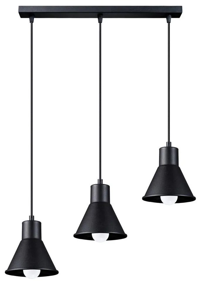 Sollux SL.0986 - Luster na lanku TALEJA 3xE27/60W/230V čierna