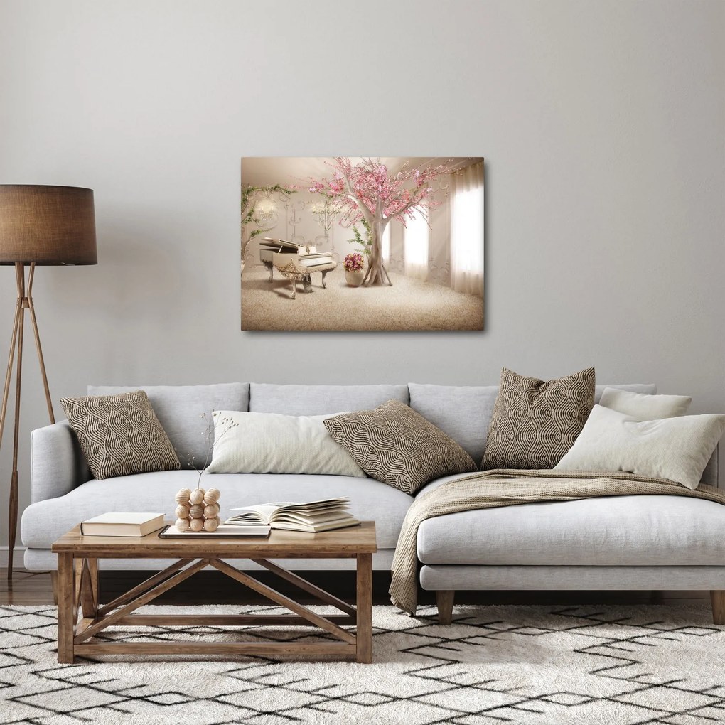 Obraz - Snový interiér s klavírom (70x50 cm)