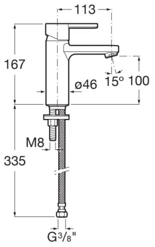 Roca A5A3296C00 - Umývadlová batéria + odtok NAIA 16,7 cm lesklý chróm