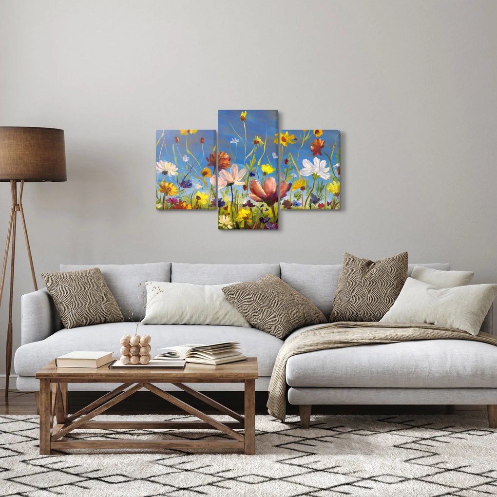Maľovaný obraz rozkvitnutej lúky (90x60 cm)
