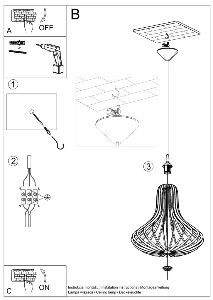 Závesné svietidlo Elza, 1x drevené tienidlo