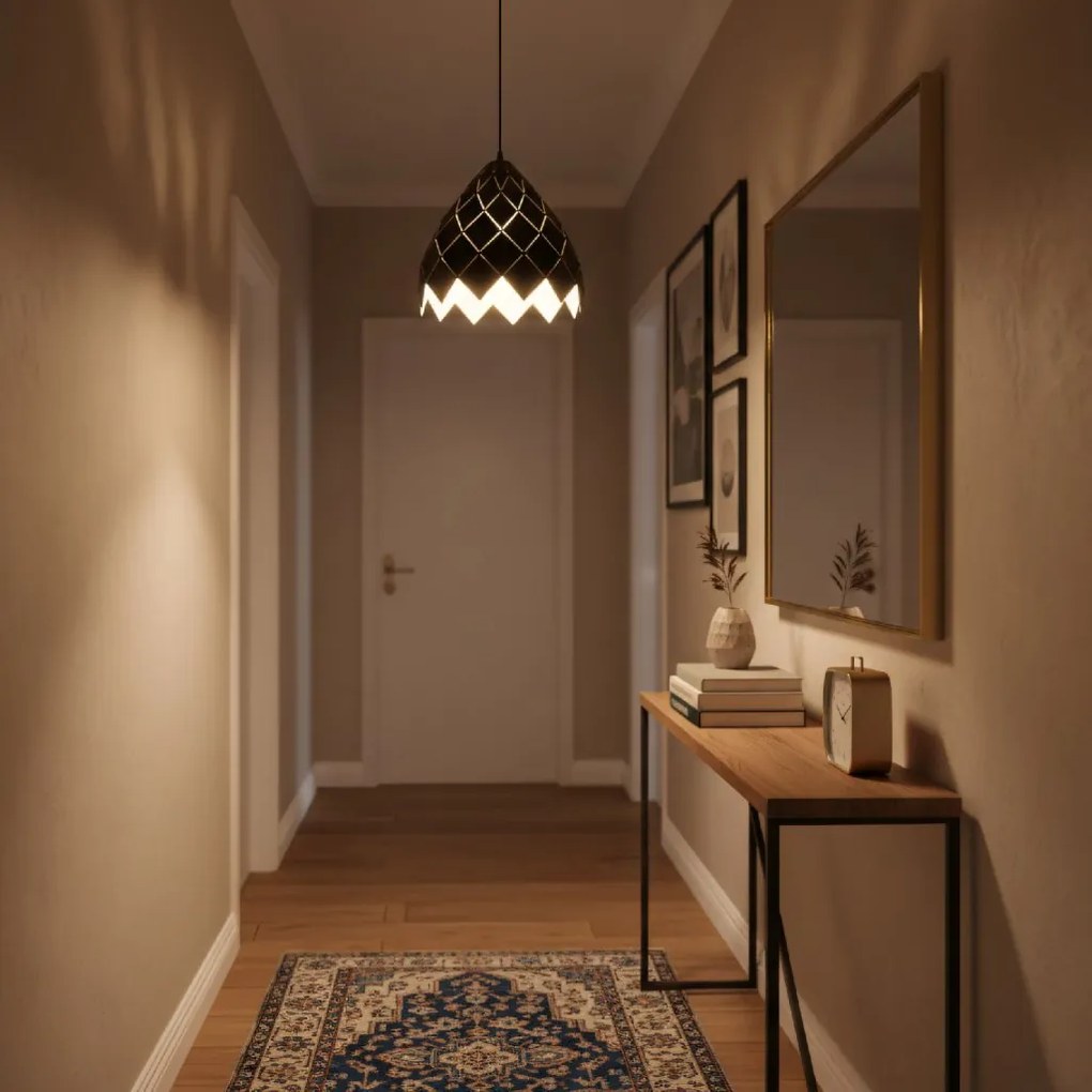 Toolight Toolight, závesná kovová stropná lampa 1xE27 APP338-1CP, čierna, OSW-05019