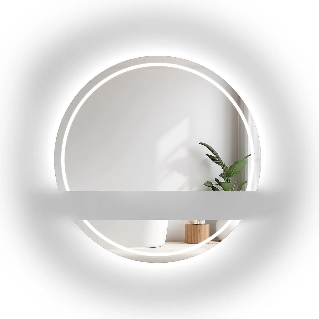 Kúpeľňové zrkadlo Wiro Led V Dvoch Častiach s pieskovaním Fi 180