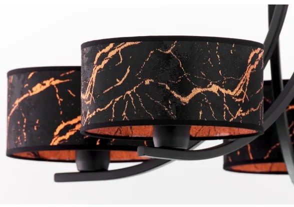 Jupiter 2107- Luster na reťazi ARTHUR 5xE27/15W/230V čierna/oranžová/mramorový dekor