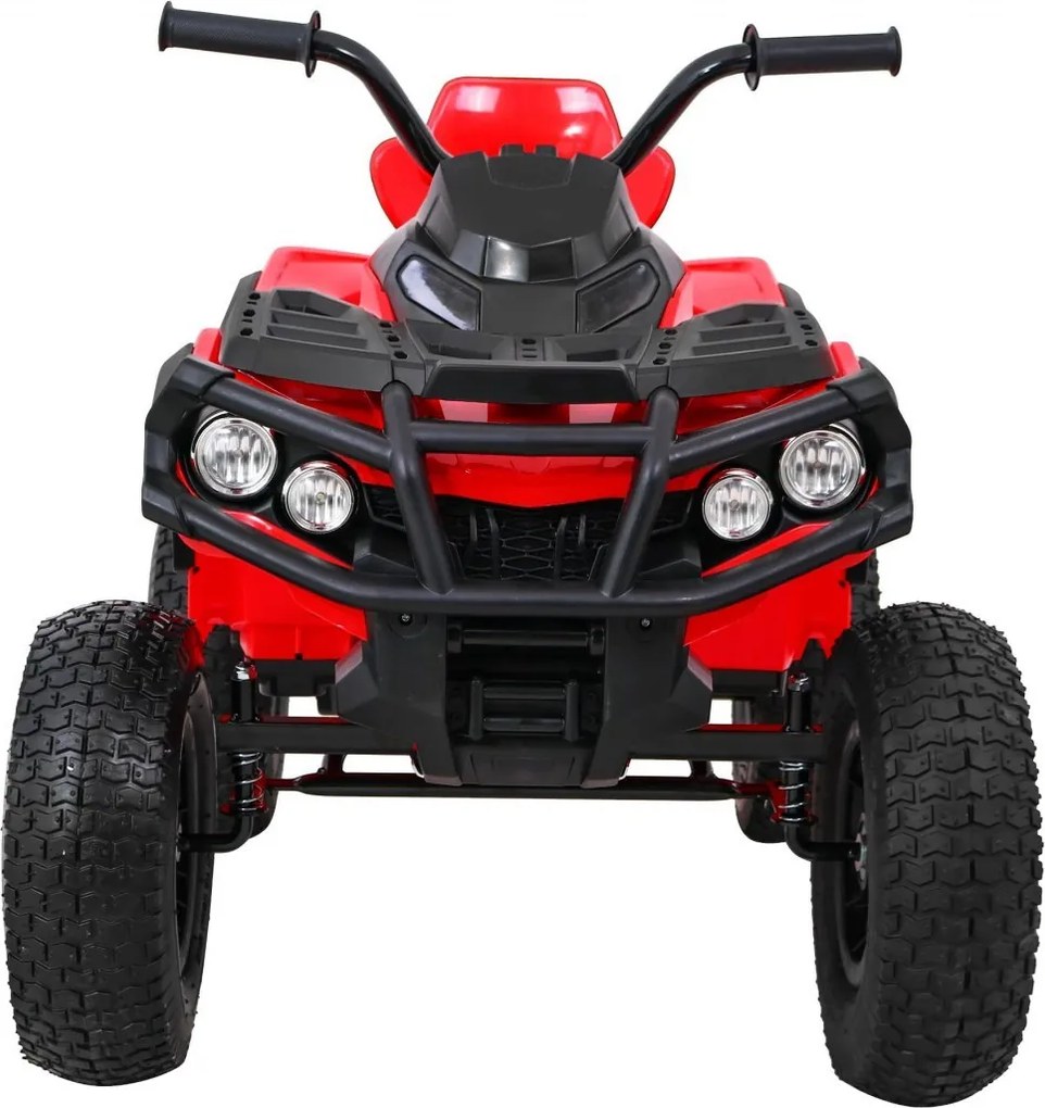 Ramiz Detská štvorkolka poháňaná vzduchovou batériou Červená + nafukovacie kolesá + rádio MP3 + pomalý štart