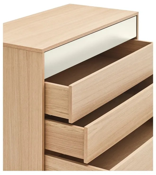 Krémovobiela komoda v dubovom dekore so zásuvkami Teulat Yoko