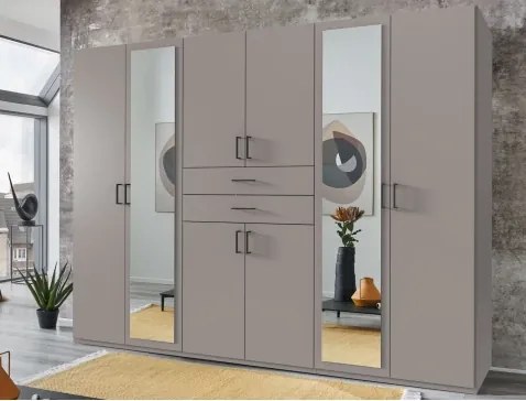 Šatníková skriňa so zrkadlami Düsseldorf, 270 cm, šedá sahara%