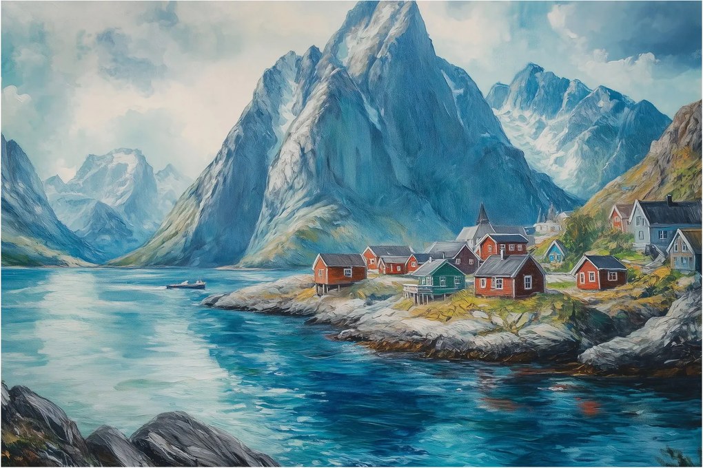 Obraz - Nórska dedinka (90x60 cm)