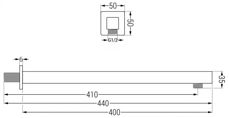 Mexen príslušenstvo - nástenné sprchové rameno Mexen, 40 cm, chróm - 79111-00