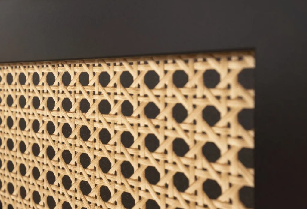 Zásuvková komoda Vienna, čierna/výplet