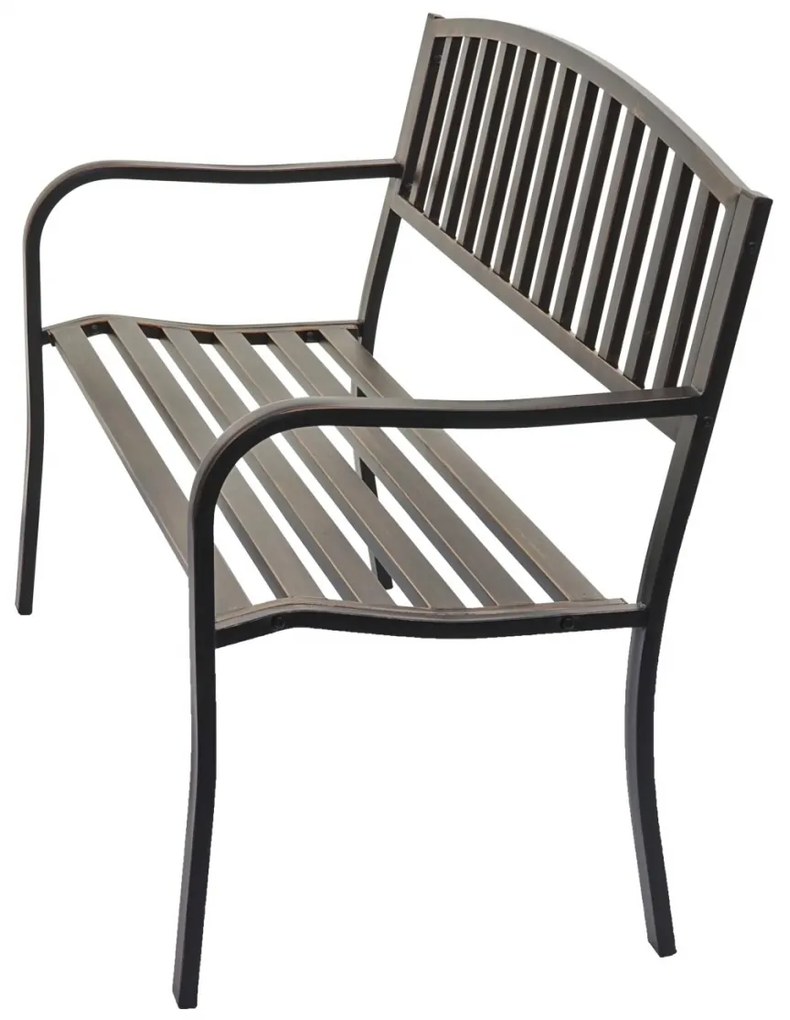 Záhradná lavička F43 2-miestna - práškovaná oceľ, 128 cm - Bronzová