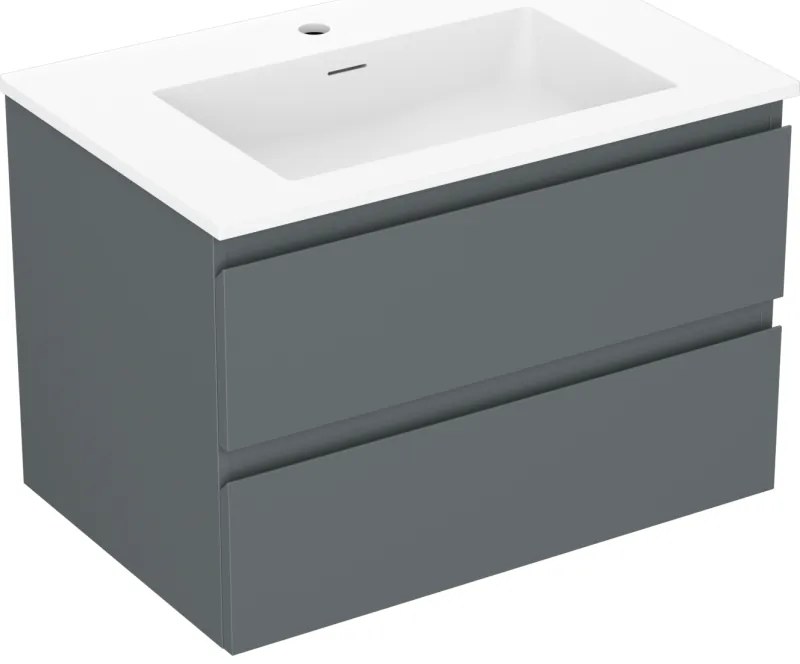 Mexen Orio, kúpeľňová skrinka 70 cm s umývadlom Otis, 2 zásuvky, grafitová matná/biela matná, 91A10-07047-2-BFF66-W18M01
