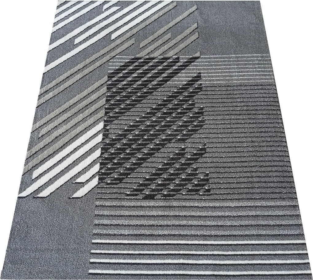 DY Sivý koberec s geometrickým vzorom Lara 02 Rozmer: 160x220 cm