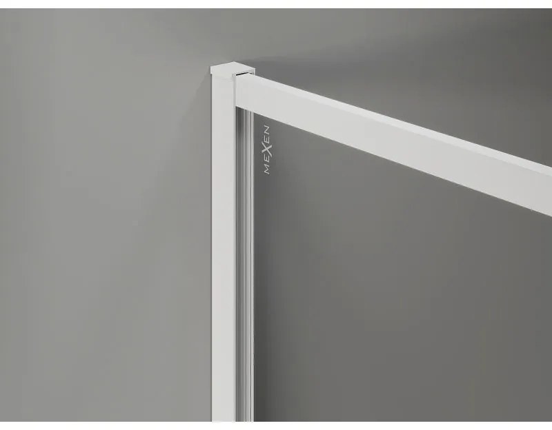 Mexen, Mexen Kioto-XF sprchová stena s rámom 90 x 202 cm, priehľadná 10 mm, biela - 800-090-104-20-00-X
