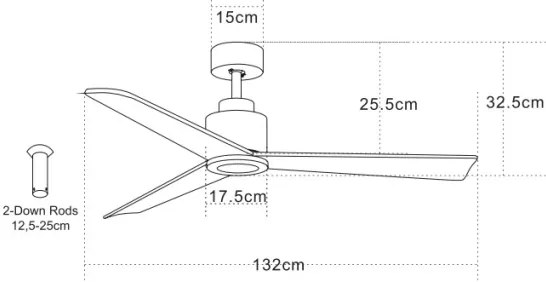 Zambelis 19136-B - Stropný ventilátor + diaľkové ovládanie