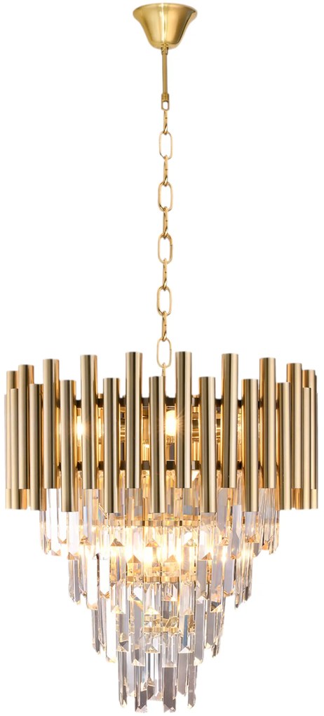 EUlight Luster Madison, 1x krištáľové/zlaté kovové tienidlo, (fi 45cm), g