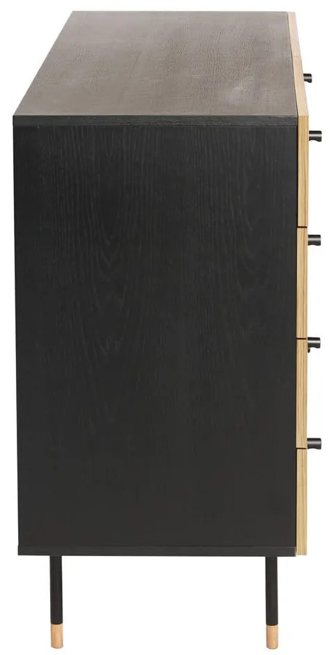 Nízka komoda v dekore duba v čiernej a prírodnej farbe 130x87 cm Jugend – Woodman