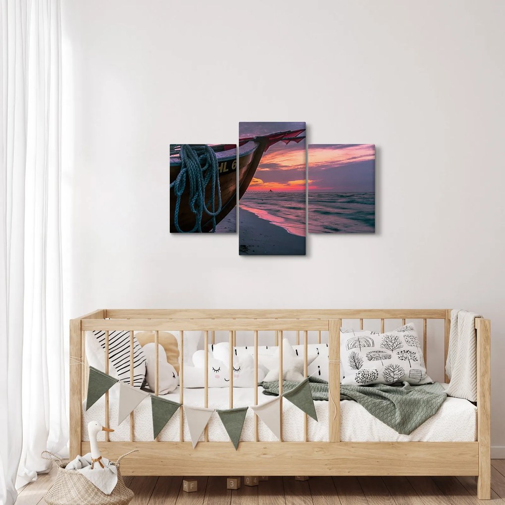 Obraz loďky na brehu (90x60 cm)
