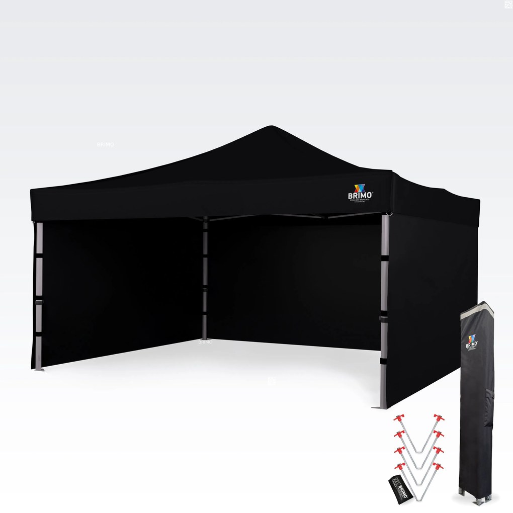 BRIMO Hliníkový promo stan 4x4 m ALU EXCLUSIVE – 3 steny, HEX 45 mm - s 3 stenami - Čierna 16