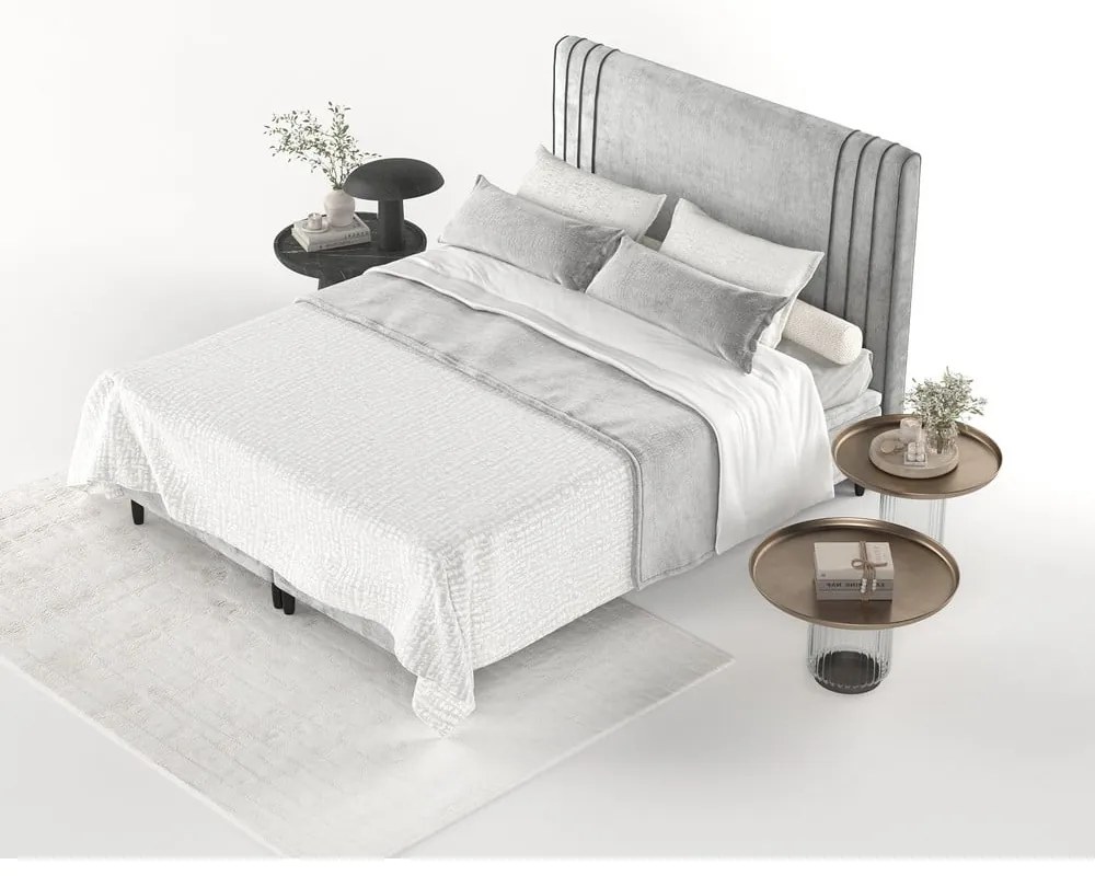 Sivá čalúnená dvojlôžková posteľ s úložným priestorom 160x200 cm Musca – Maison de Rêve