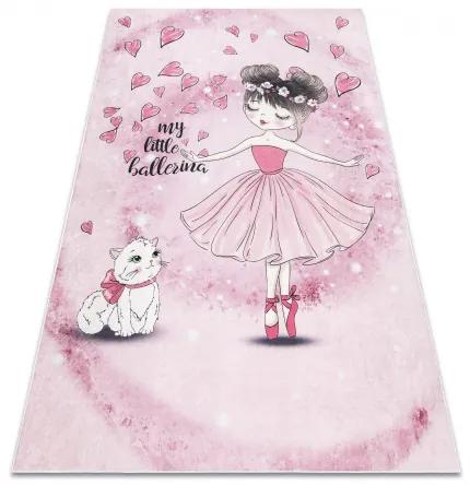 BAMBINO 2185 umývací koberec Balerína, mačička pre deti protišmykový - ružová Veľkosť: 160x220 cm