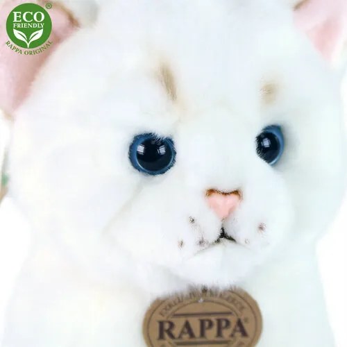 Rappa Plyšová mačka sediaca biela, 25 cm