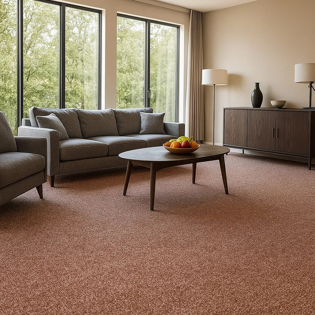 Spoltex, Koberec metráž Ester / 94 Červenohnedá, na mieru, šíře 4m, hnedá, ab (mriežka), chodba / predsieň