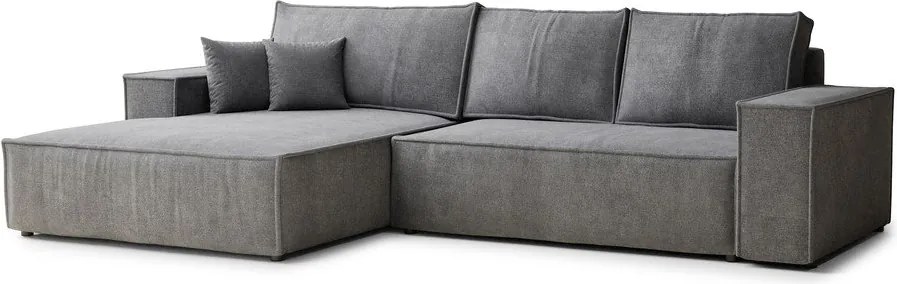 Sivá ženilková rozkladacia/s úložným priestorom rohová pohovka (ľavý roh/s leňoškou) Maze – Maison de Rêve