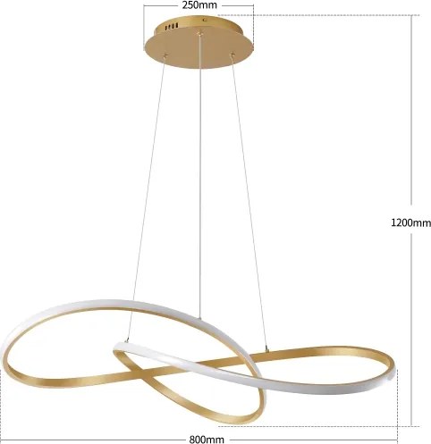 Brilagi - stmievateľný LED luster na lanku INFINITY LED/80W/230V 80x80 cm zlatý + diaľkové ovládanie
