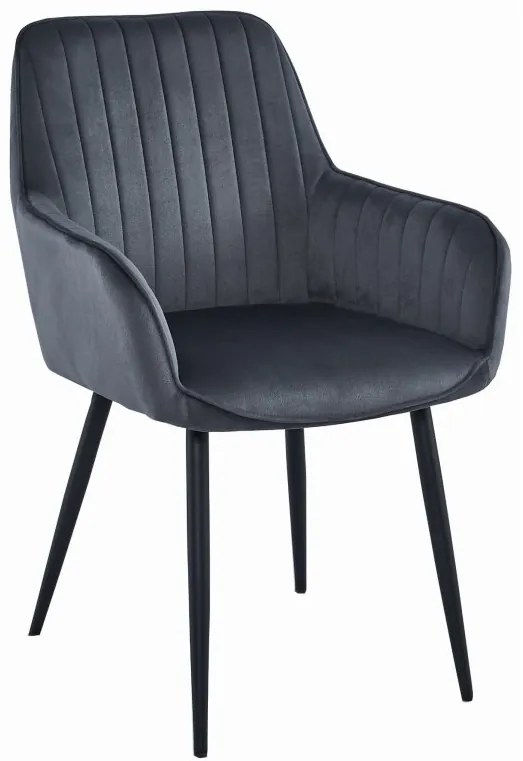 Jedálenský set 1+4, biely stôl v dekore dub sonoma MADO 120x80cm a sivá zamatová stolička SOLDEN