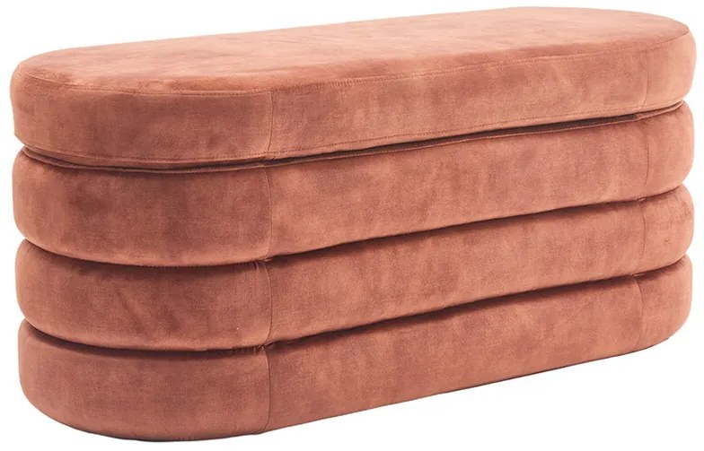 Moderná úložná lavica Fashion hrdzavá hnedá zamat 115cm