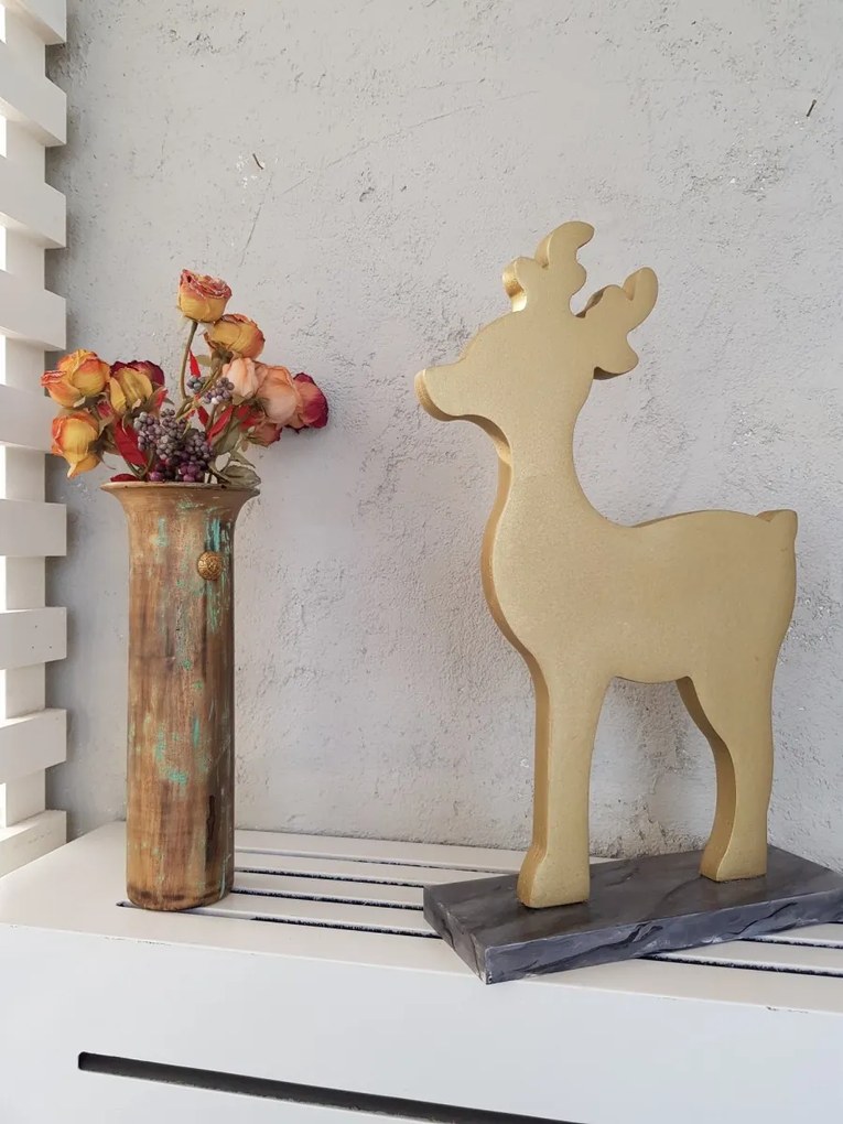 Drevená dekorácia Mini Deer 30 cm zlatá