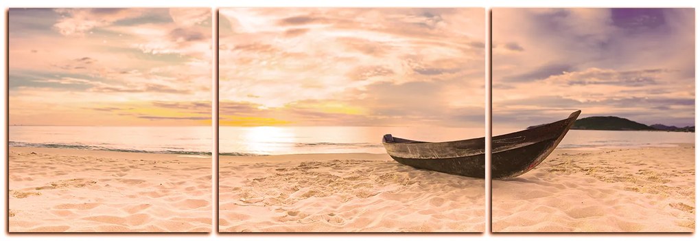 Obraz na plátne - Čln na pláži - panoráma 551FC (120x40 cm)