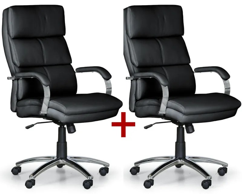 Kožené kancelárske kreslo STAIRS 1+1 ZADARMO, čierna