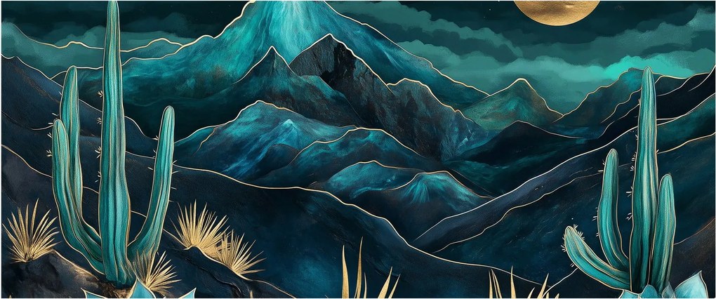 Obraz - Tyrkysová noc (120x50 cm)