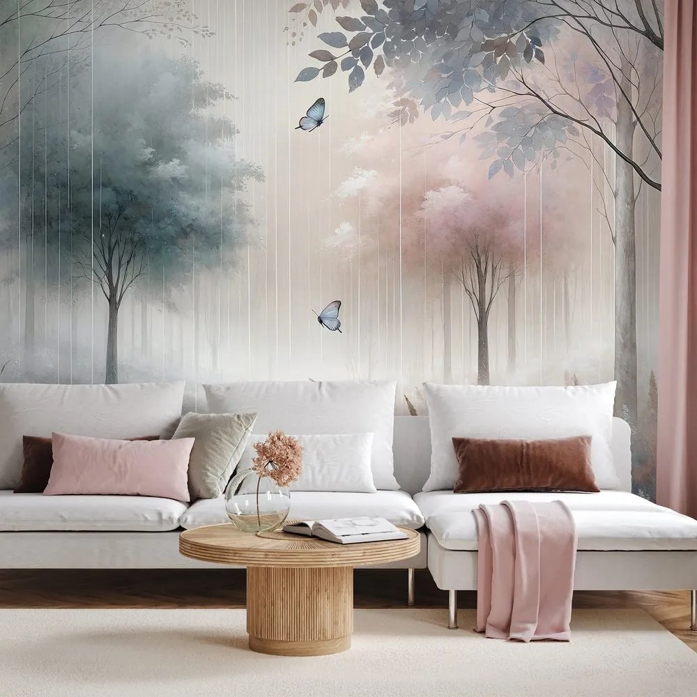 Tapeta jemný lesný sen s motýľmi