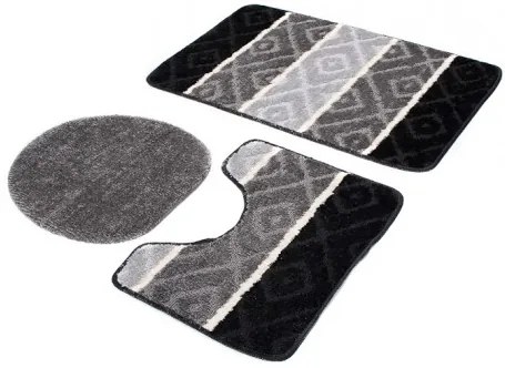 Sada kúpeľňových koberčekov MULTI C5132 čierny, sivý ROMBY