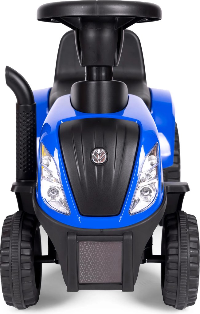 MULTISTORE Jazdík traktor New Holland s odpojiteľnou príveskou, interaktívny volant, modrý