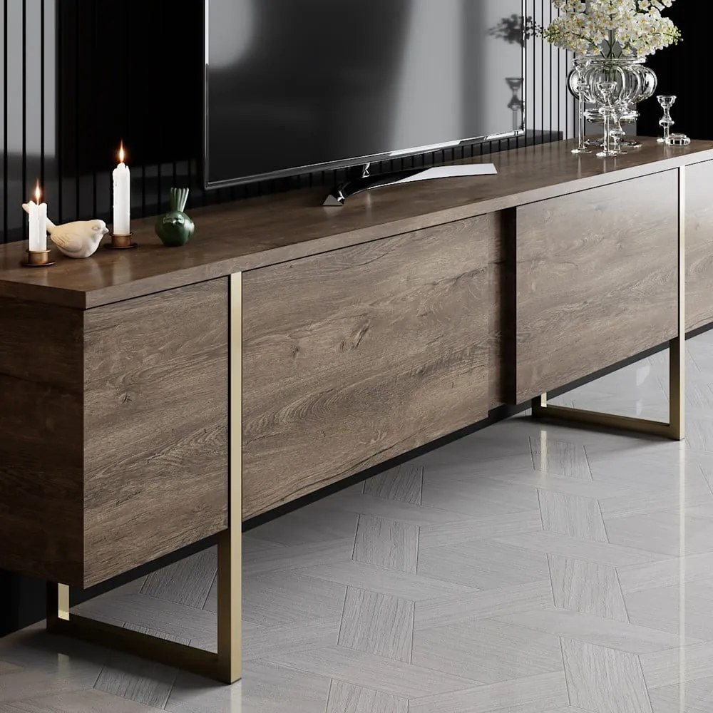 TV stolík v dekore orecha v prírodnej farbe 180x30 cm Luxe – Kalune Design