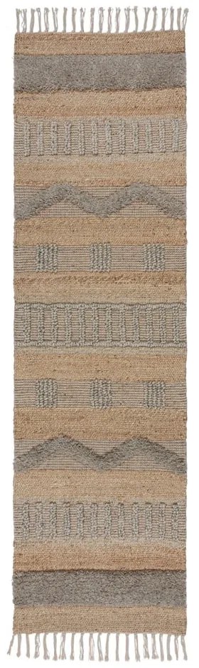 Behúň vo svetlosivej a prírodnej farbe 60x230 cm Medina – Flair Rugs