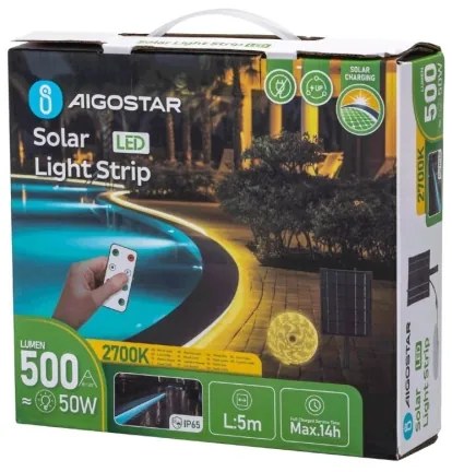 Aigostar - LED Stmievateľný solárny pásik LED/5W/3,2V 5 m 2700K IP65 + DO