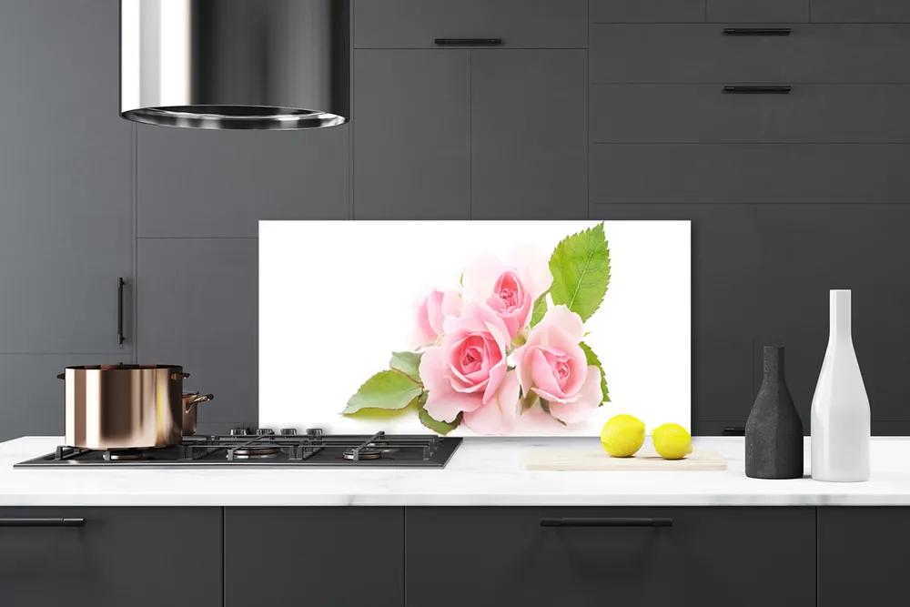Sklenený obklad Do kuchyne Ruže kvety príroda 125x50 cm