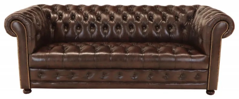 Pohovka trojmiestna Chesterfield Manchester z pravej hovädzej kože Brown Brown