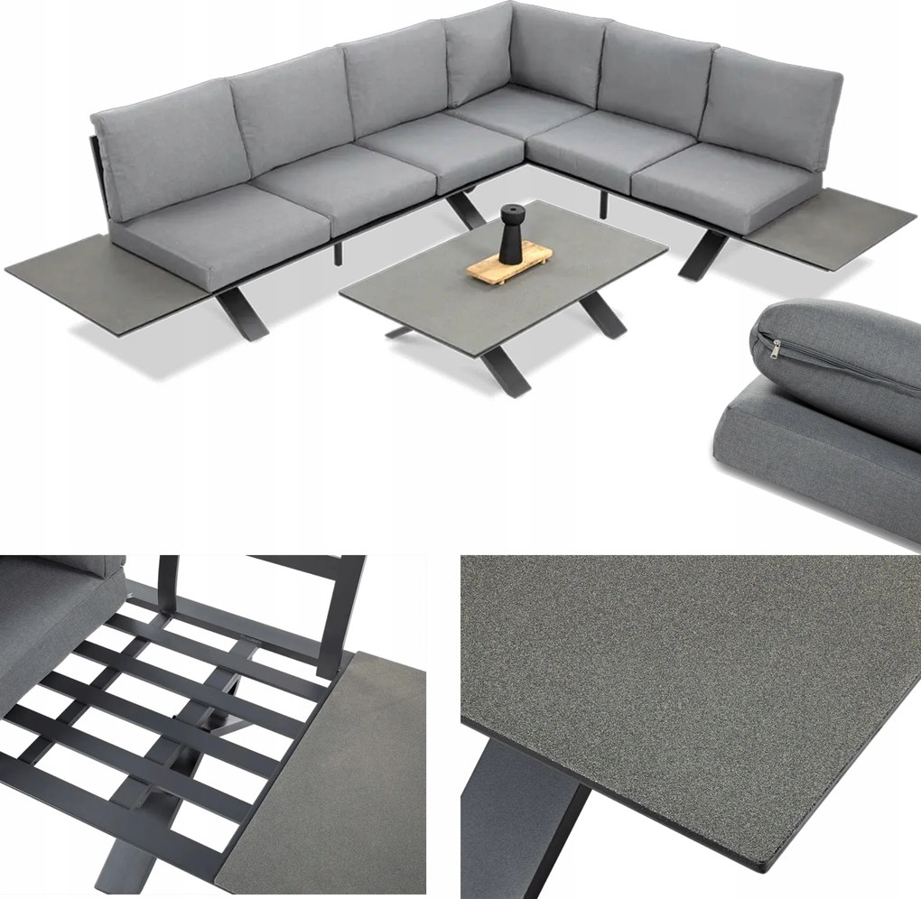 Sada záhradného nábytku Rohový záhradný konferenčný stolík Sorrento sivý