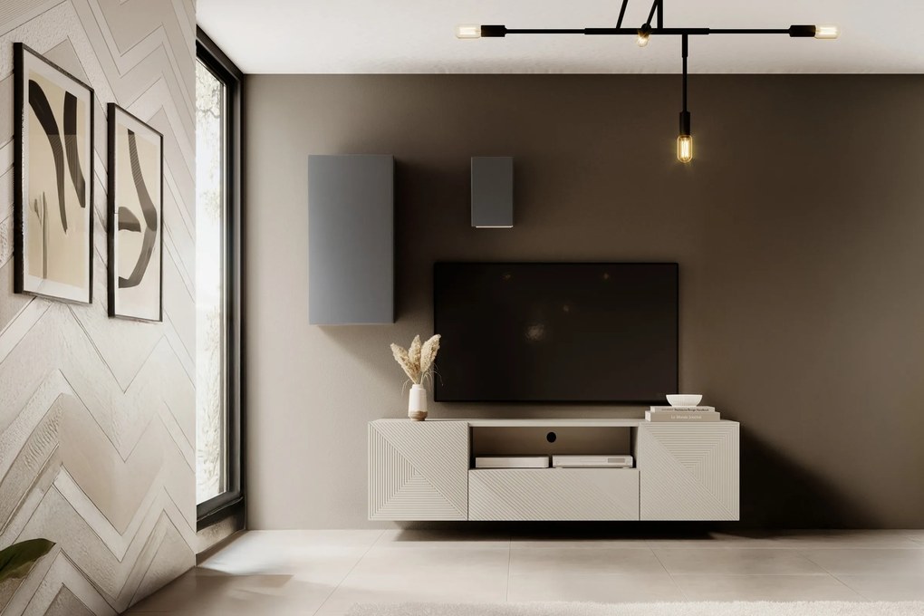 Závesný TV stolík Asha 167 cm s otvorenou policou - kašmírová