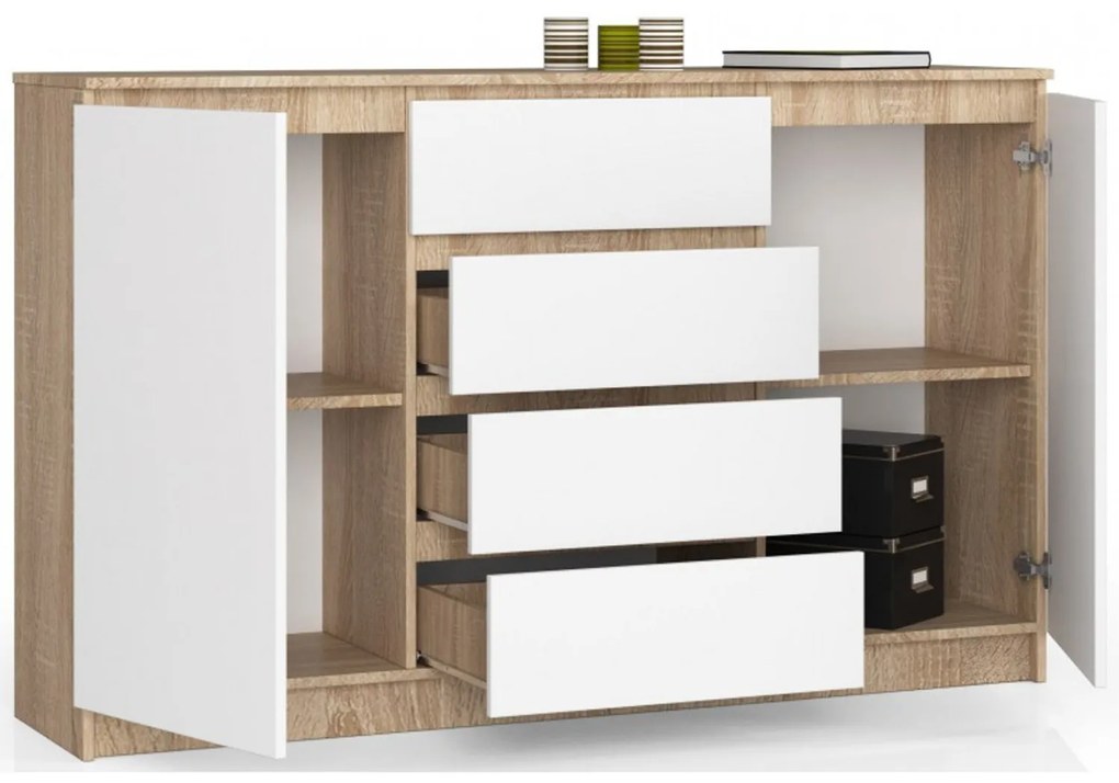 Komoda K160 2D4SZ sonoma / biela