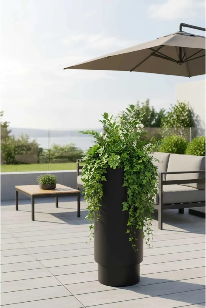 Kvetináč ESCADA, sklolaminát, výška 90 cm, čierna