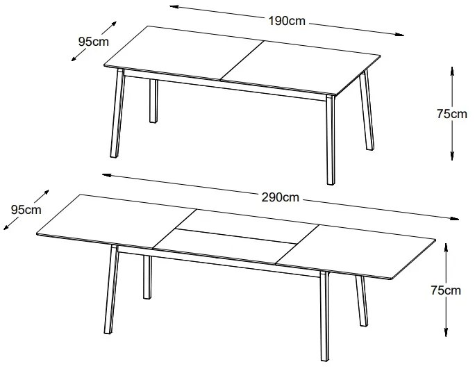 Rozkladací jedálenský stôl Zabrina 190-290 cm dymový dub